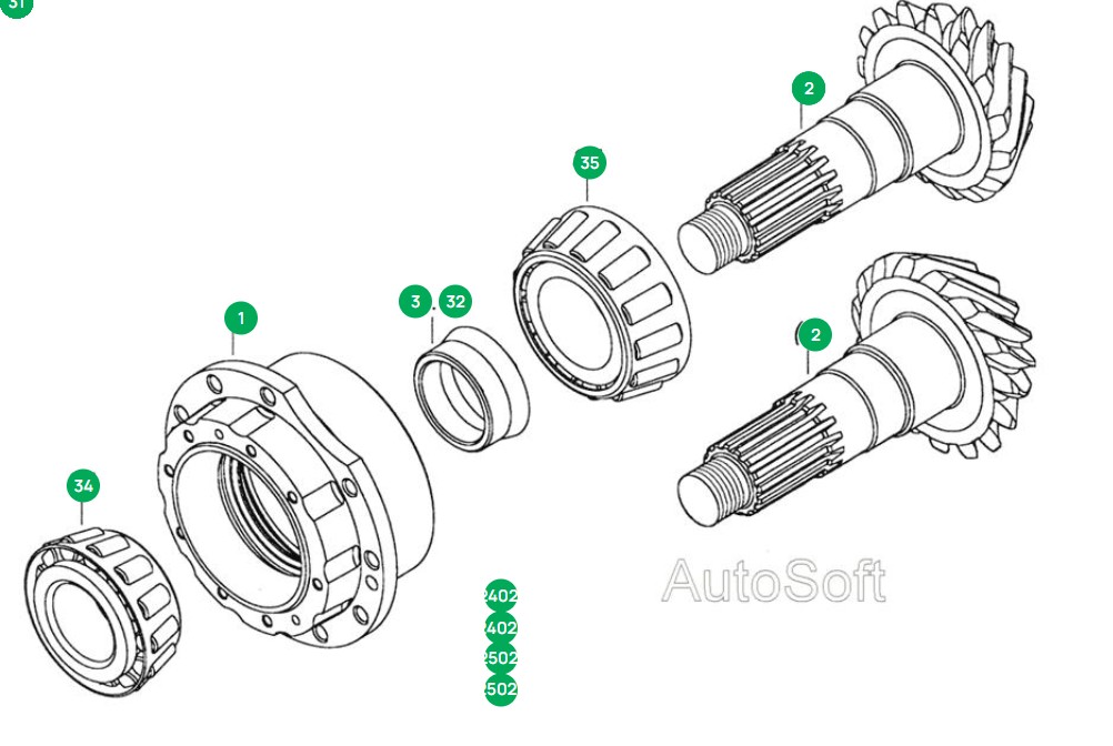Шестерня ведущая среднего моста 31/15
